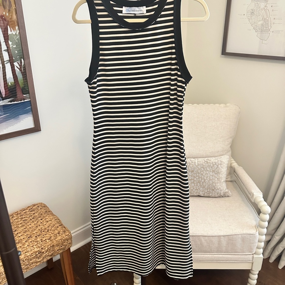 Elegant Black and White Striped Maxi Dress